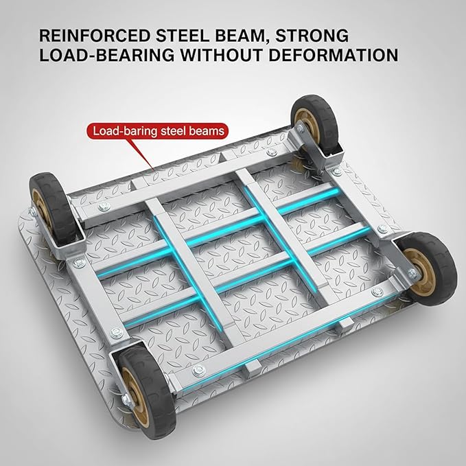 Heavy Duty Foldable Push Cart Dolly with 360° Swivel Wheels - Versatile Platform Truck for Luggage, Home, Office, and Car Use