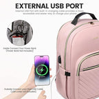 LOVEVOOK Laptop Backpack for Women 15.6 inch,Cute Womens Travel Purse,Professional Laptop Computer Bag,Waterproof Work Business College Teacher Bags Carry on Backpack with USB Port,Pink