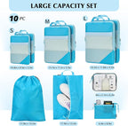 PFEYRPK Lightweight Compression Packing Cubes for Suitcases, Compressible Expandable Travel Packing Organizer with Clear Toiletries and Backpack Bag, Travel Essentials for Carry on Luggage 7 Set