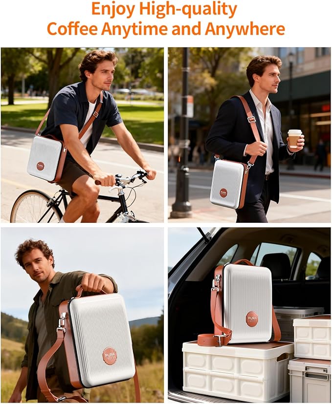 Portable Espresso Machine Carrying Bag, EVA & PU Travel Coffee Maker Bag with Dual Crossbody & Handheld Straps for Travel Espresso Maker, RV, Car, Camping, Travelling, Hiking, Office, Home
