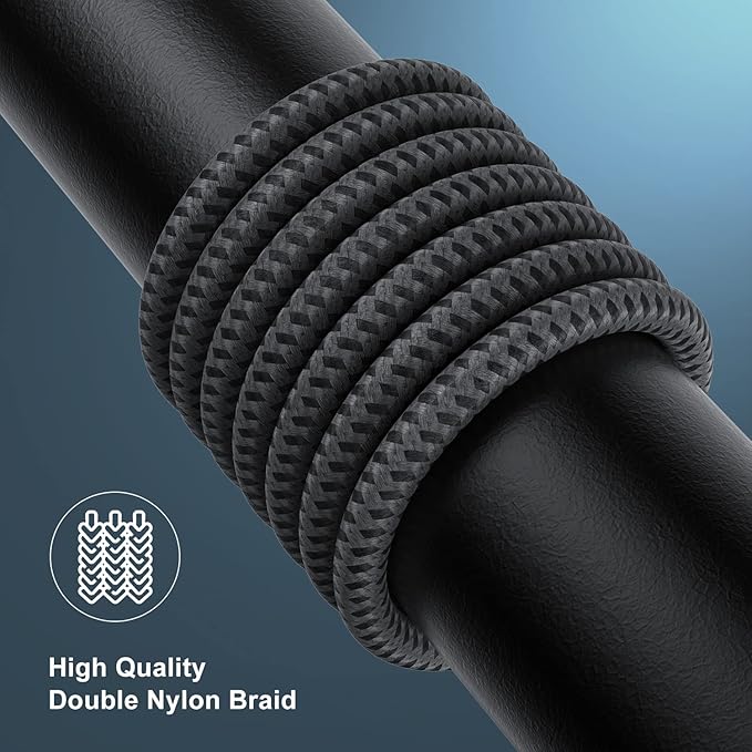 Essri 2Pack for iPhone Charger Cord 6FT, Lighting Cable 6 Feet to USB Charging Cable, Nylon Braided Charging Cord 6 Foot Compatible with iPhone 14 13 12 11 X XS XR 15 Pad -Gray