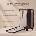 NINETYGO Carry On Luggage 22x14x9 Airline Approved, 20 Inch Suitcase with Front Compartment, Coffee-Infused PC Hard Shell, Eco-Friendly, Cup Holder, Clamshell, TSA Lock, Spinner Wheels (Americano)