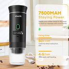 3 In 1 Portable Coffee Maker for Travel, 20 Bar Portable Espresso Machine with USB,Travel Coffee Maker Self-Heating, Compatible with Ground Coffee & Capsule for Hiking,Office,RV（Black）