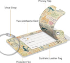 Fintie Luggage Tags, Privacy Cover ID Label with Stainless Steel Loop and Address Card for Travel Bag Suitcase - Postmark (2 Piece)