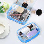 2 Pack Travel Toiletry Bag, Clear Makeup Bag, TSA Approved Cosmetic Bag with Zipper, Clear Organizer Carry on Bag for Women, PVC Cosmetic Pouch for Airport Airline Compliant