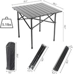 Wind Tour Portable Camping Table Folding Side Table Aluminum Lightweight Table with Carry Bag for Outdoor Cooking Hiking Picnics BBQ Travel (Black)