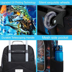 Kids Suitcases for Boys, Cute Dinosaur Luggage Rolling with Wheels, kids carry on luggage for Children Toddler Elementary(Black)