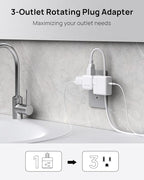 TROND Multi Wall Outlet Extender - Sideways Plug Adapter with 3 Electrical Sockets, 360 Rotating Plug to Turn the Horizontal to Vertical Outlet for Plugging Air Freshener, Cat Calming, Night Light
