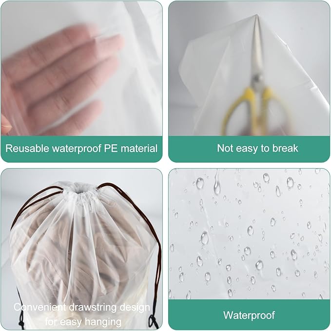 100 Pcs Shoe Bags for Travel, PLULON 15.7" x 11.8" Clear Drawstring Storage Bags Shoes Organizer for Packing Waterproof Dustproof Women Men Portable Travel Essentials
