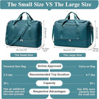 Travel Duffel Bag for Women, Carry-on Overnight Weekender Bags with Wet Pocket & Toiletry Bag, For Spirit Airlines 18x14x8 Personal Item Bag,3 Pcs Set,Small