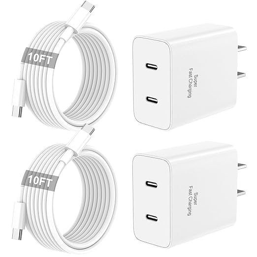 iPhone 17 16 15 Charger Fast Charging, 45W Dual USB C Android Phone Charger Block with 10FT Long Type C Cable Cord for Apple iPhone 17/Pro/Pro Max/17 Air/16 Pro/16 Pro Max/15 Plus/iPad/S26 Ultra/S25
