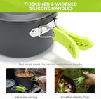 Alocs Camping Cookware Set - Lightweight Camping Pots and Pans - Portable Outdoor Cookware with Kettle - Camping Cookware Mess Kit for 2