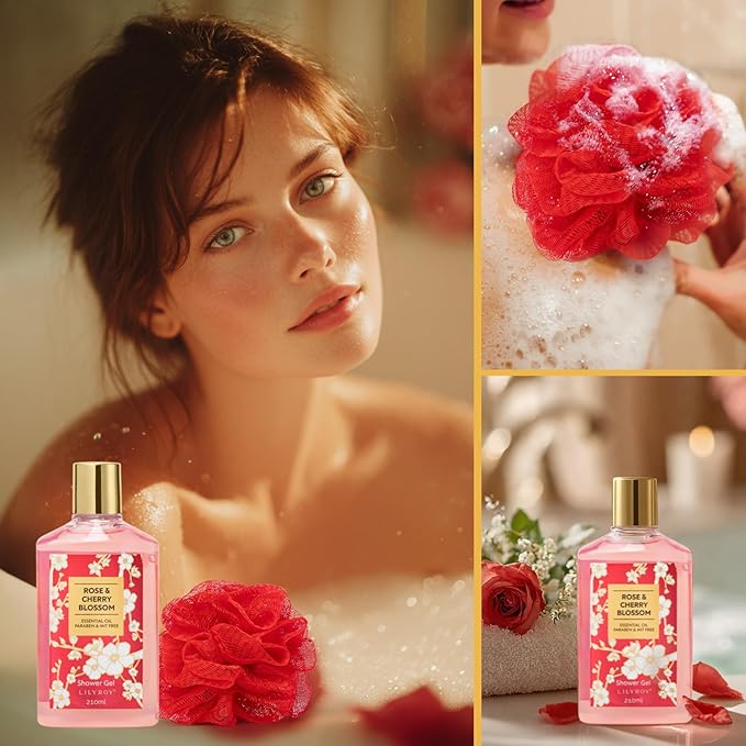 Gifts for Women, Mothers Day Gifts for Mom - 6Pcs Rose Bath and Body Gift Set Spa Gift Sets for Women Gift for Sisters with Travel Bag | Perfect Christmas, Birthday, Valentines Day Gift for Her