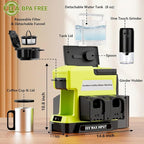 Cordless Coffee Maker for Ryobi 18V Battery, 3 Brewing Options Drip Coffee Maker with Coffee Grinder, Portable Single Serve Coffee Makers for Camping, Travel, and Jobsite. (Tool Only)