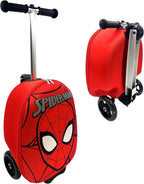 Fast Forward Spider-Man 18" Ride-On Suitcase Scooter - Lightweight Carry-On Scooter Luggage