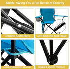 Camping Chair 2 Pack Portable Folding Chair with Cup Holder and Cooler Bag, 285lbs Capacity, Upgraded Foldable Chair for Outdoor, Beach, Fishing, Backpacking, Sky Blue