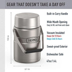 THERMOS Stainless King Vacuum-Insulated Food Jar with 2 Storage Container Inserts, 47 Ounce, Matte Stainless Steel