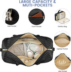 Women Weekender Travel Duffle Bag: Travel Duffel Overnight Bags with Shoe Compartment Large Carry on Tote with Toiletry Bag Weekend Traveling Yoga Gym Hospital Bag for Women with Wet Pocket Black