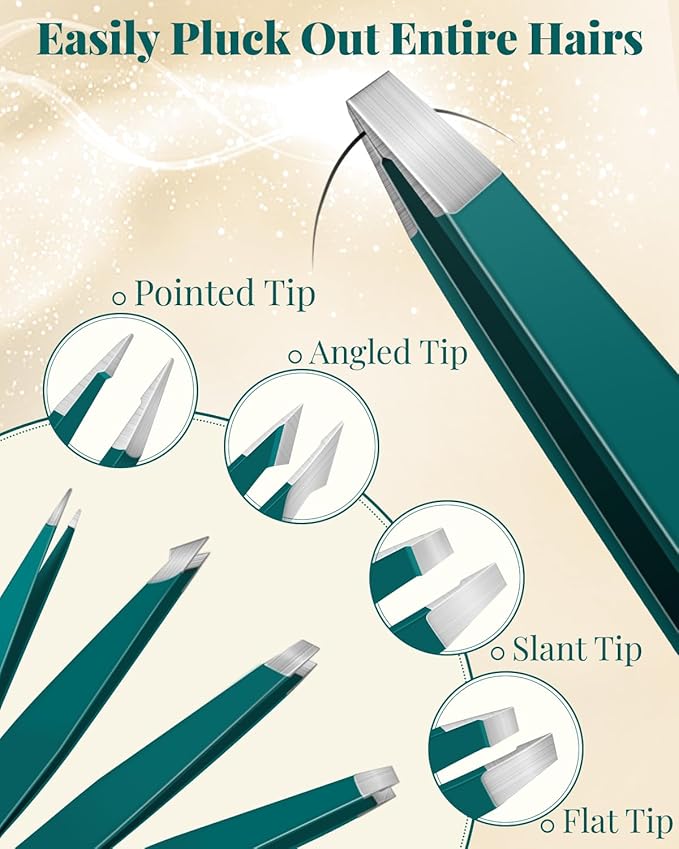 MORGLES Tweezers Set for Eyebrows, 9 Pcs Precision Stainless Steel Tweezers and Professional Nail Clippers Set for Men with Leather Travel Case