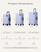Coolife Luggage 3 Piece Set Hardside Upgraded Durable PC Lightweight Travel Suitcases with Dual Spinner Wheels & TSA Lock, 20'' Expandable Only (Light Purple, 3-Piece Set (20/24/28))