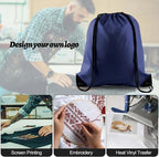 PLULON 15 Pcs Navy Blue Drawstring Bags Drawstring Backpack Bulk, String Backpack Cinch Sack Sport Gym Bags for Yoga Traveling Outdoor Sports