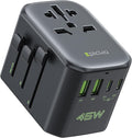EPICKA Pulse 45W International Power Adapter, Universal Travel Adapter with PD Fast Charging, 5-Port (1 AC/2 USB-A/2 USB-C) European Travel Plug Adapter, Travel Essentials (Black)