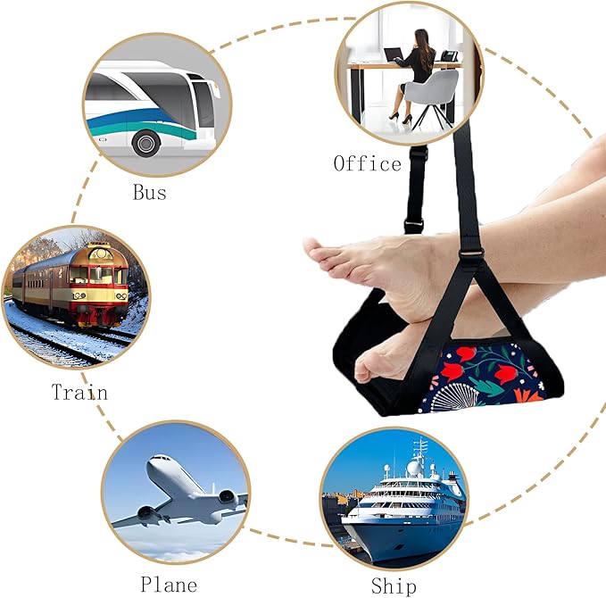 Airplane Foot Hammmock for Plane Travel Accessories Ajustable Foot Rest for Airplane Gadgets,Travel Essentials for Flight Plane,Office,Desk (Dandelion)