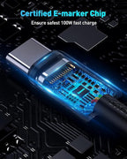 Baseus USB C Cable, 100W PD 5A QC 4.0 Fast Charging USB C to USB C Cable, Zinc Alloy Nylon Braided USB Type C Charger Cable for iPhone 17 16 Pro Plus Pro Max, MacBook, iPad Pro, Samsung S23/S22 (10ft)