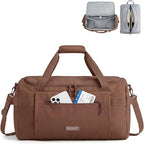 BAGSMART Travel Duffel Bags for Women, 32L Gym Duffle Bag with Laptop Compartment, Carry On Weekender Overnight Bag, Shoe Bag, PVC Wet Pocket, Dark Brown