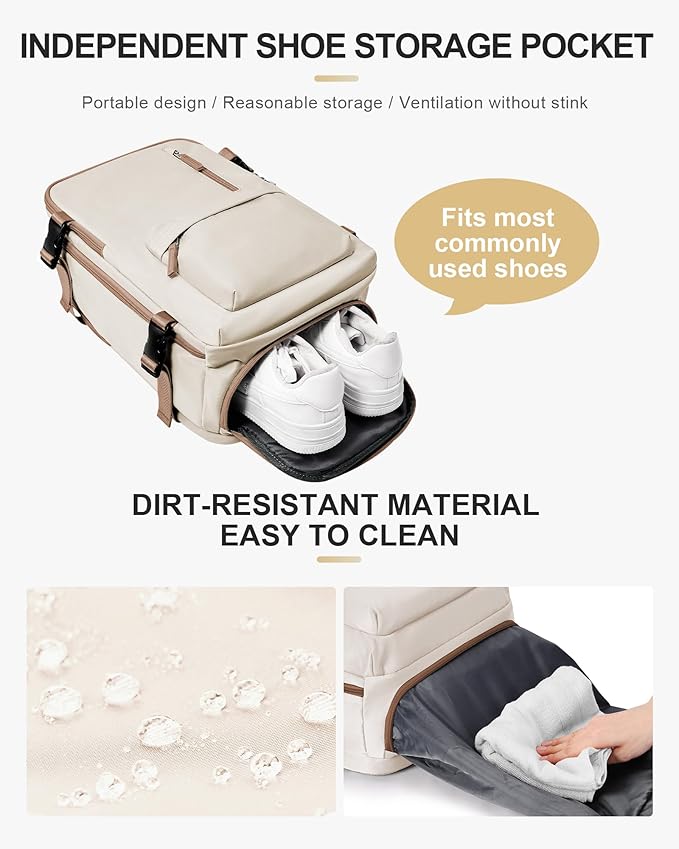 Travel Backpack Women,Carry On Backpack Flight Approved 18x14x8 inches Bag Spirit Airlines Personal ltem,College Sports Hiking Rucksack Waterproof Casual Daypack Laptop Blackpack Men,BeigeBrown