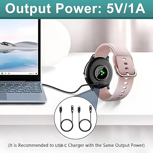 2 Pcs USB C Smart Watch Charger, 2-Pin 4 mm Magnetic Smartwatch Charging Cable, Replacement Charging Cord for Smart Watch & Fitness Tracker, Strong Magnetic Adsorption, Fast Safe Charging