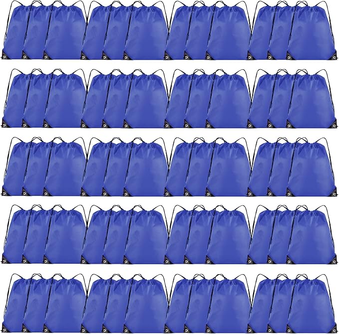 Grneric 60 Pieces Drawstring Backpack Bulk Cinch Sackpack Ployster Drawstring Bags for Gym Party Trip(Navy Blue)