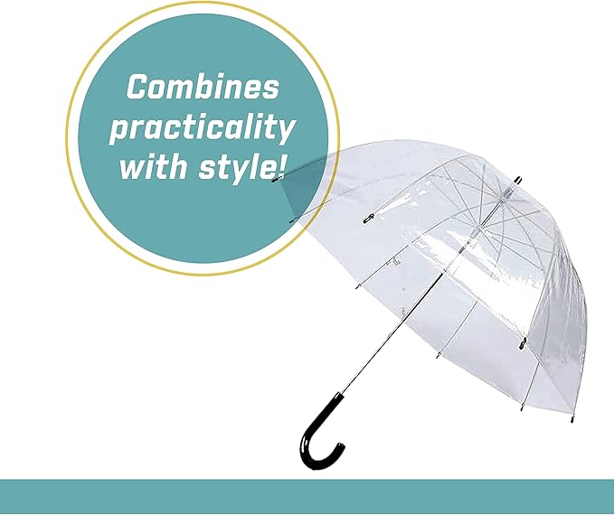Capelli New York Adult Umbrella, Clear Umbrella for Rainy Days, Travel Essentials, Must-Have College Dorm Essentials
