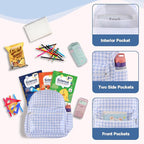DYSHAYEN Gingham Kids Backpack,15 Inch School Backpack for Girls Boys,Kindergarten Large Bookbag Age 5-8 for Birthday Gifts School Overnight (Blue)