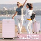 5 Piece Luggage Set w/TSA Locks & USB Port, Front Opening Hard Shell Luggage Sets, Expandable Suitcase Set with Wheels and Cup Holder(20"/24"/28") (Pink)