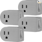 UltraPro Grounded Power Switch Outlet Extender Easy To Install For Indoor Lights and Small Appliances Energy Efficient Adapter Space Saving Design UL Listed 4 Pack Gray 47944