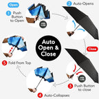 TUMELLA Inverted Windproof Umbrella, Large, Strong, Light, Portable, Automatic Reverse Folding Rain Umbrella, Durable Premium Grip, Fits Car & Backpack
