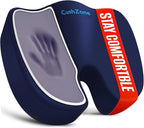 XXL Seat Cushion Office Car Seat Cushion, Memory Foam Cushion for Office Chair, Car Seat, Airplane, Bleacher Non-Slip Chair Pad, Butt Pillow for Desk, Wheelchair, Car (Blue)