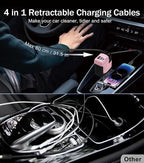 Retractable Car Charger, 4 in 1 Retractable Phone Charger with 66W Fast Charging, 2 Retractable Cables and 2 USB-C USB-A Por, Cute Girly Car Accessories for iPhone 17/16/15/14/13/12, Samsung, Pixel
