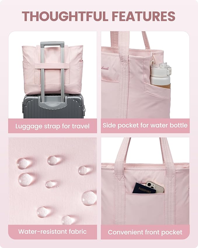 LOVEVOOK Tote Bag for Women,Lightweight Gym Tote Bag with Zipper,Work Tote with Laptop Pocket,Nurse Dance Yoga Bag for Travel
