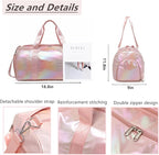 Girls Sports Duffel Bags Woman Travel Bag Overnight Duffle Bag Kids Sports Gym Bag With Shoe Compartment Wet Pocket (Matte Pink)