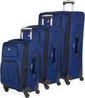 SWISSGEAR Sion Softside Expandable Spinner Luggage Durable Lightweight Travel Suitcase, Blue, 3-Piece Set (21/25/29)