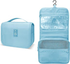 Lcsmaokin Large Capacity Toiletry Bag Travel Bag with Hanging Hook for Men and Women Waterproof Travel Cosmetic Bag Bathroom Storage Bag for Brushes Set, Full-Sized Shampoo,Accessories(Baby Blue)