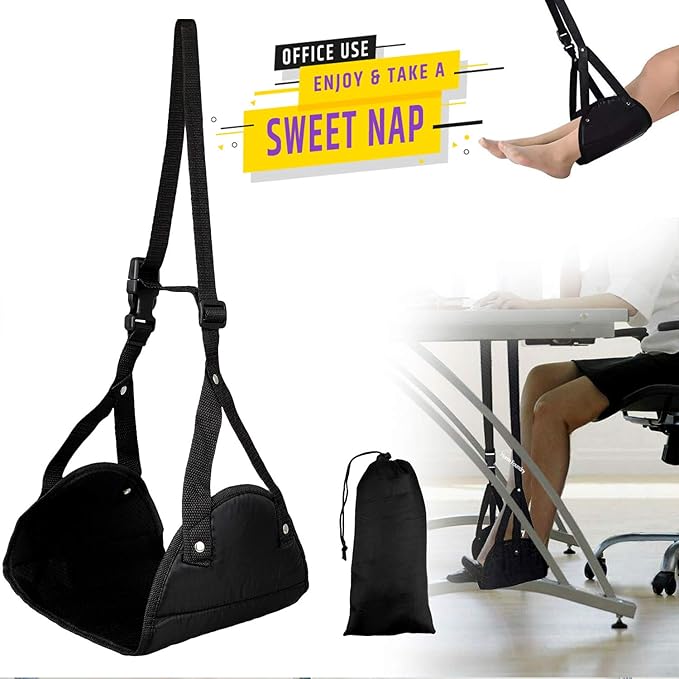 Airplane Footrest - Foot rest for Airplane Travel Essentials , Portable Foot Hammock Under Desk for Train Bus Flight Office foot hammock airplane with Memory Foam-Reduces Swelling