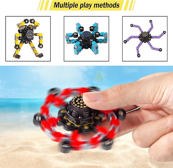 Gokeey Stocking Stuffers Gifts for Grandkids Transformable Fidget Spinners for Kids and Adults Stress Relief Sensory Fidget Toys for Boys Age 8-13 Teen Girls Kids Toys2 Pcs