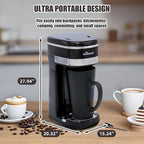Coffee Machine,Single Serve Coffee Maker,One Cup Coffee Maker with Reusable Filter&One-touch Control Button,Portable Brewer for Camping,Travel & Home,Easy To Clean& Store,15oz/450ml