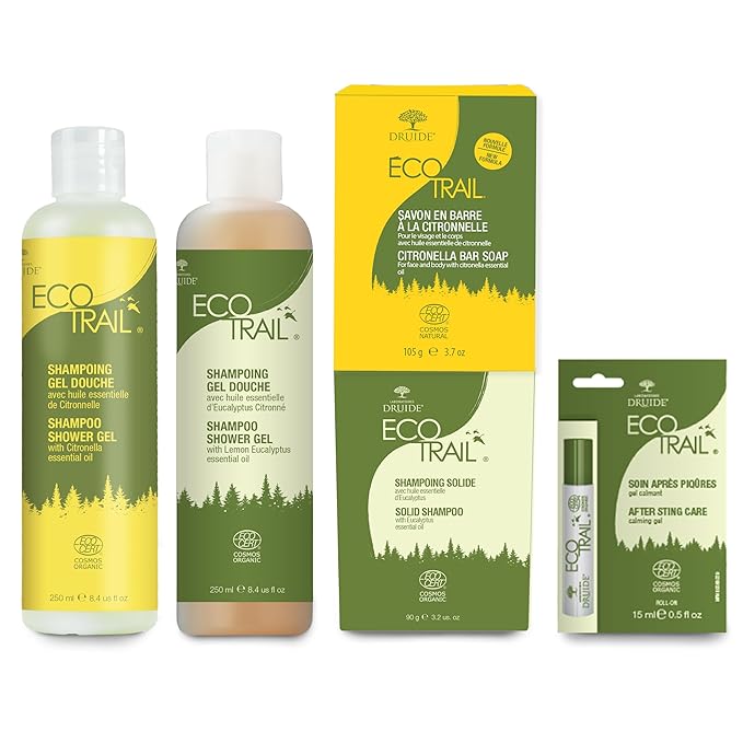 Ecotrail 2-in-1 Shampoo And Shower Gel Citronella Shampoo & Shower Gel – Biodegradable & All-Natural,Purifying, Toning &Soothing Ingredients – 250 ml (8.4 oz) Lemongrass Made in Canada by Druide