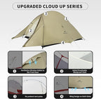 Naturehike Cloud-Up Tent Lightweight Backpacking Tent with Footprint - Free Standing Ultralight Camping Hiking Backpack Tents