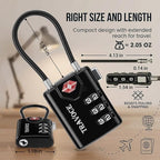 TRAVOCE TSA Approved Luggage Locks - Heavy Duty 3 Digit Combination Cable Lock, Search Alert for Suitcases, Backpacks, Golf Bags, Tents, Violin and Camera Cases, 2 Pack, Black