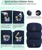 Inflatable Travel Foot Rest Pillow, Kids Airplane Bed, Adjustable 3 Layers Height Leg Rest Pillow, Adults Travel Essentials Great for Airplane, Office, Home, Trains, Cars (Blue)